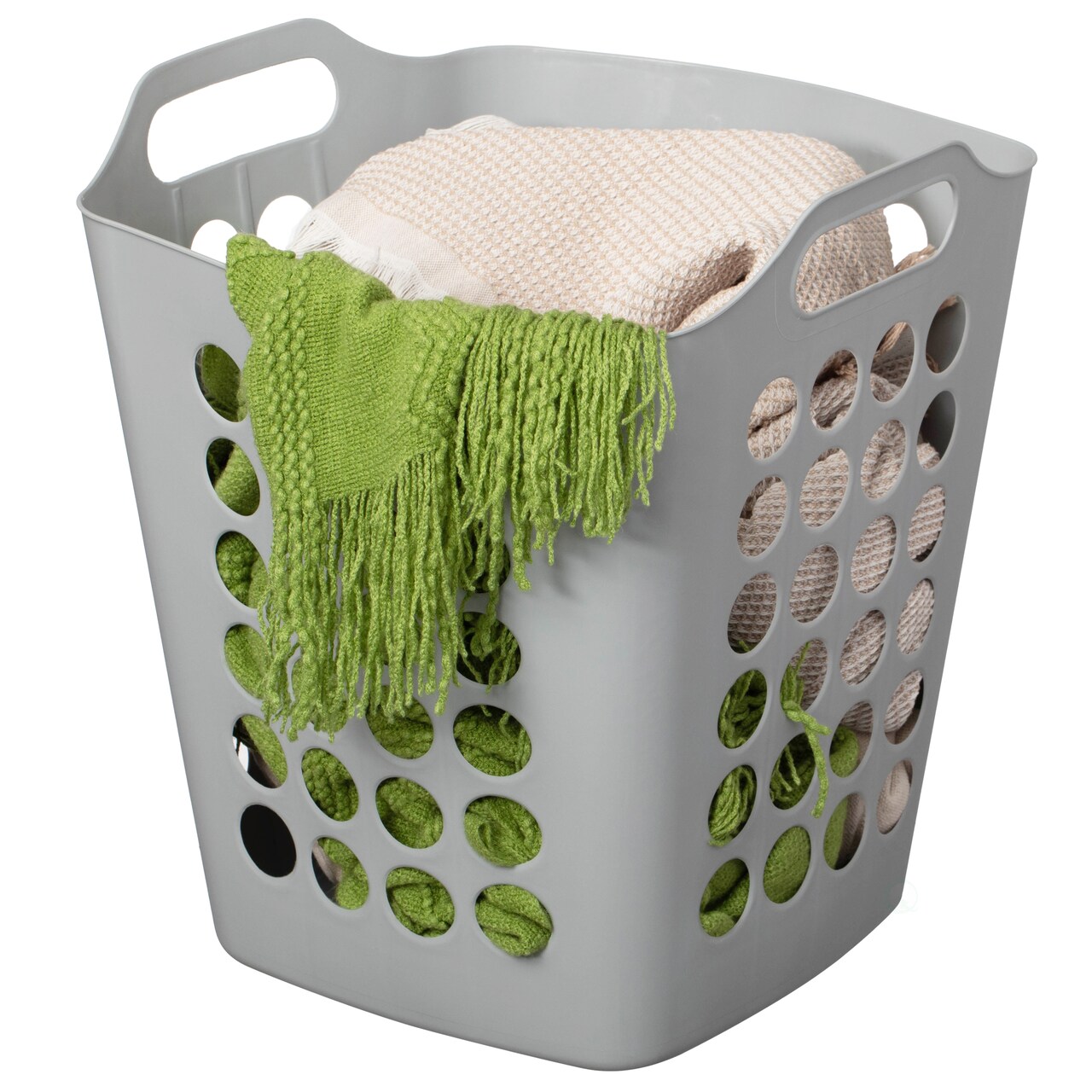 Flexible Plastic Laundry Basket - Square Storage Hamper with Side Handles for Easy Carrying - Versatile Organizer for Laundry, and Household Storage
